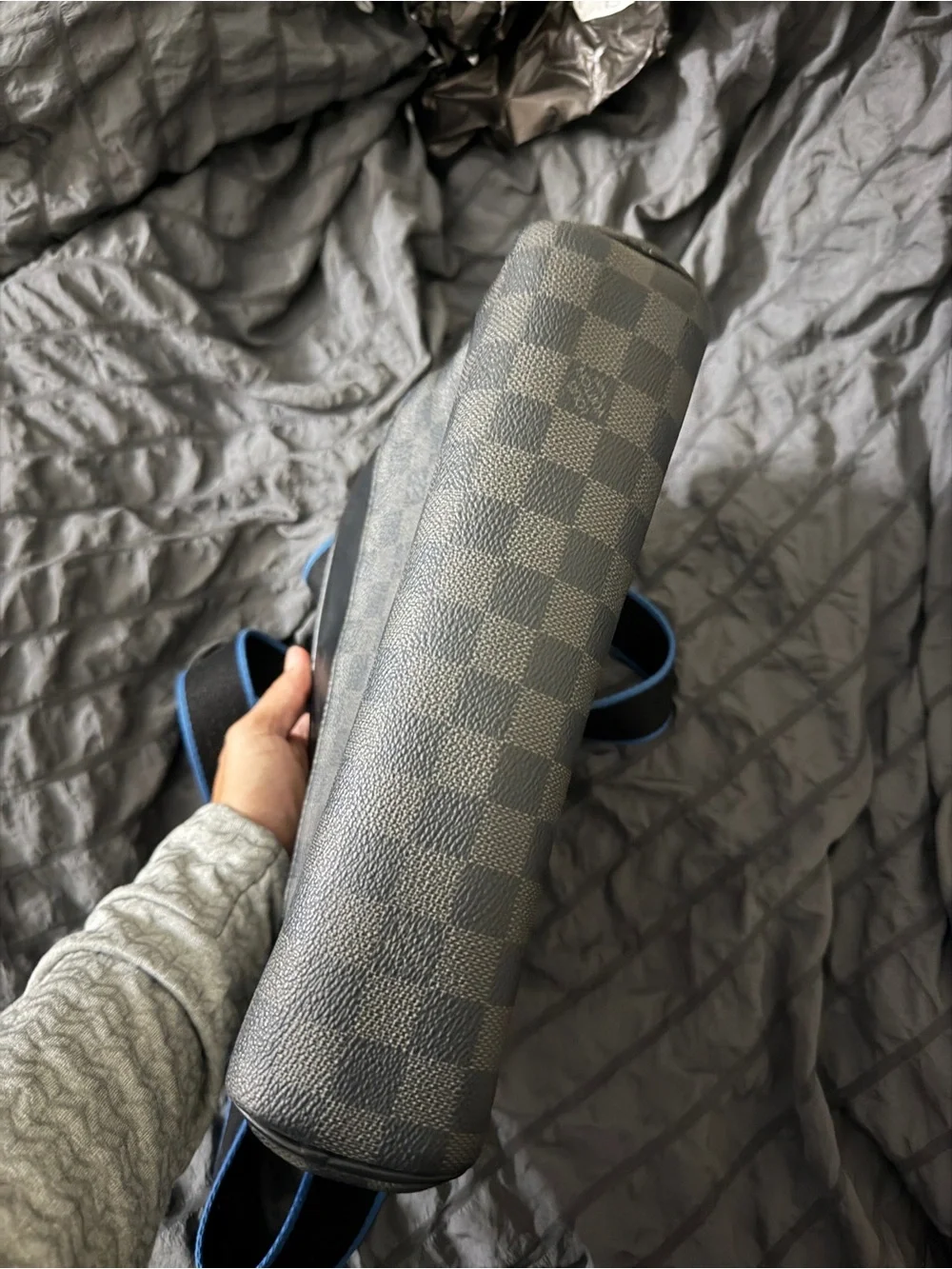 Louis Vuitton Damier Graphite Dayton PM Messenger Bag with Blue Trim